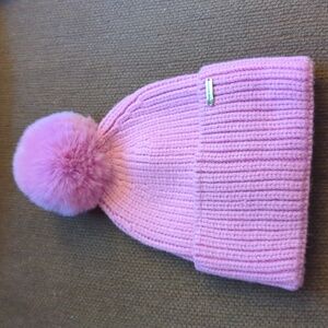 Steve Madden Pink Knit Beanie with Pom-Pom